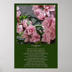 Peach Blossom Photo with Cool Melody Poem Poster