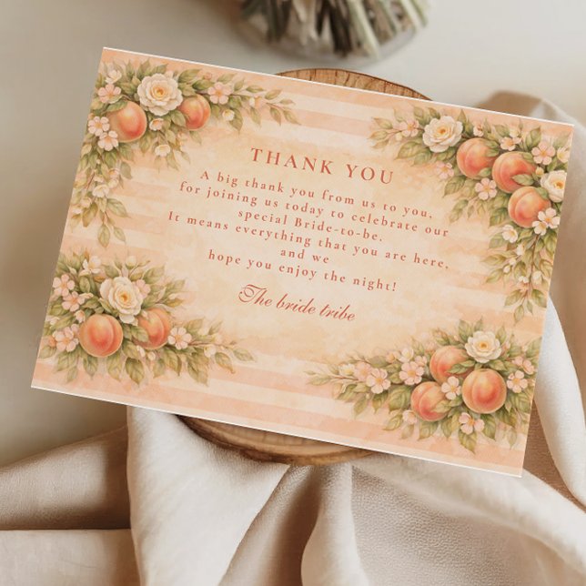 Peach Blossom Romance Bridal Shower Thank You Card (Creator Uploaded)
