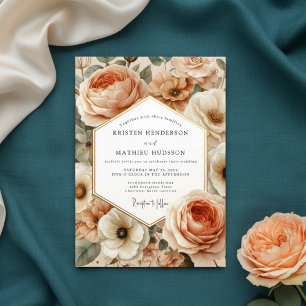 Peach Blossom Romantic Wedding Invitation