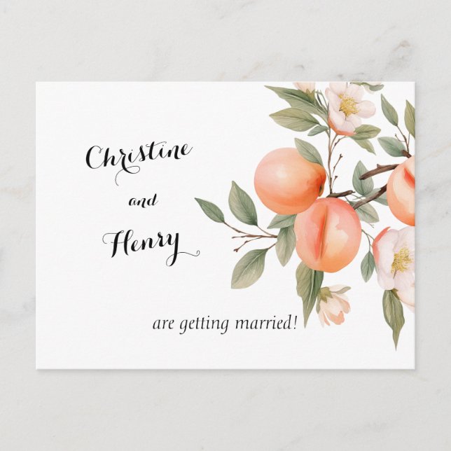 Peach Blossom Save the Date Postcard (Front)