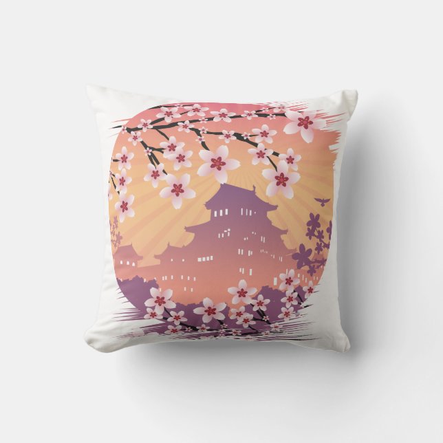 Peach Blossom Throw Pillow (Front)
