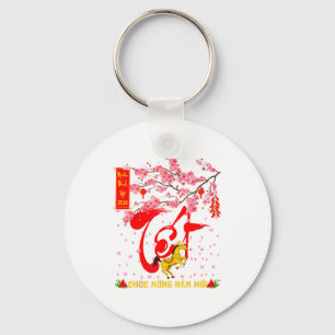 Peach Blossom Vietnamese Lunar New Year Horse 2026 Keychain