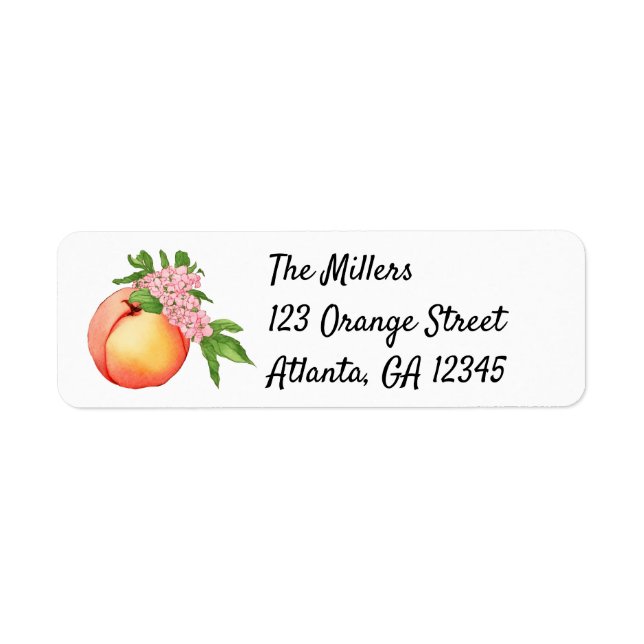 Peach Blossom Watercolor Address Labels (Front)