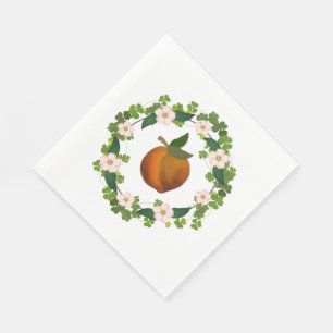Peach blossom wreath napkin