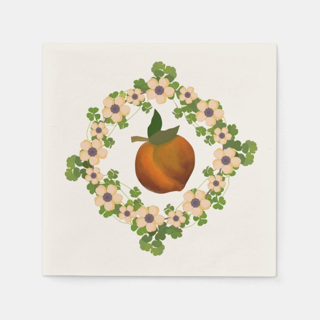 Peach blossom wreath napkin (Front)