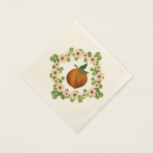 Peach blossom wreath napkin