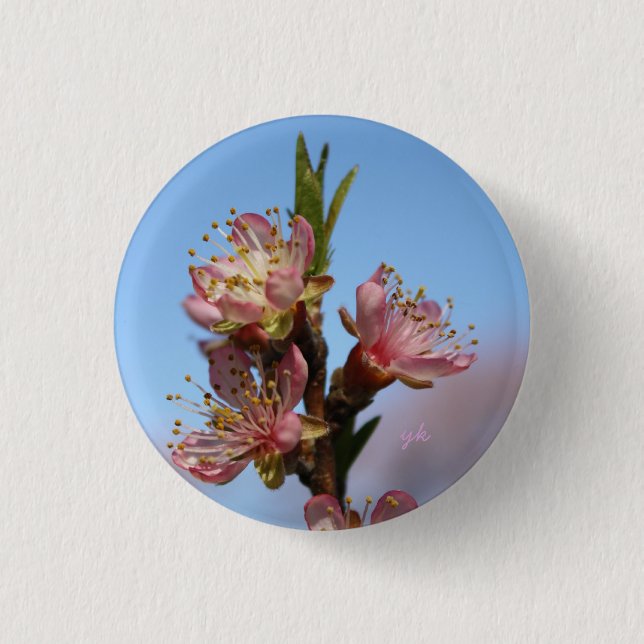 Peach Blossoms 1 Inch Round Button (Front)
