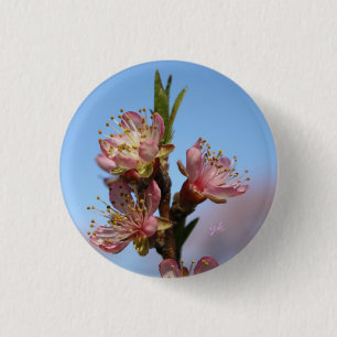Peach Blossoms 1 Inch Round Button