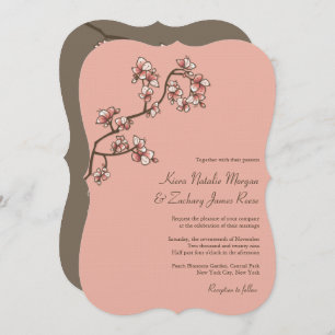 Peach Blossoms Sakura Mariage chinois Invitation