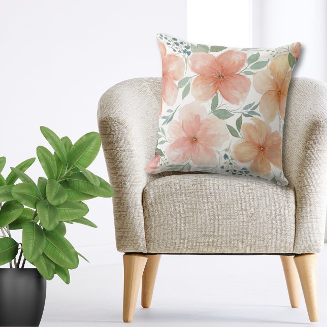 Peach Blossoms Throw Pillow (Creator Uploaded)
