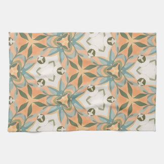 Peach Blue Botanical Seamless Pattern Kitchen Towel