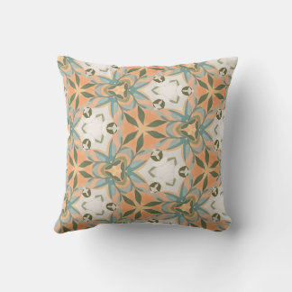 Peach Blue Botanical Seamless Pattern Throw Pillow