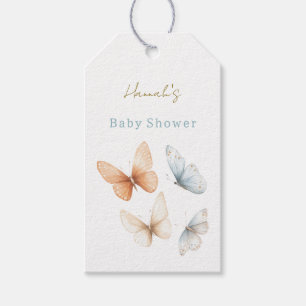 Peach Blue Butterflies Baby Shower Gift Tags