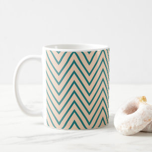Peach Blue Chevron Stripe Pattern Coffee Mug