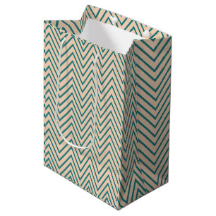 Peach Blue Chevron Stripe Pattern Medium Gift Bag