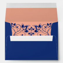 Peach, Blue Floral A7 Envelope for 5x7 Sizes