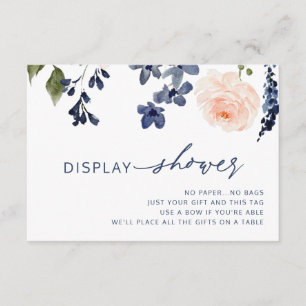 Peach & Blue Floral Display Bridal Shower Enclosure Card