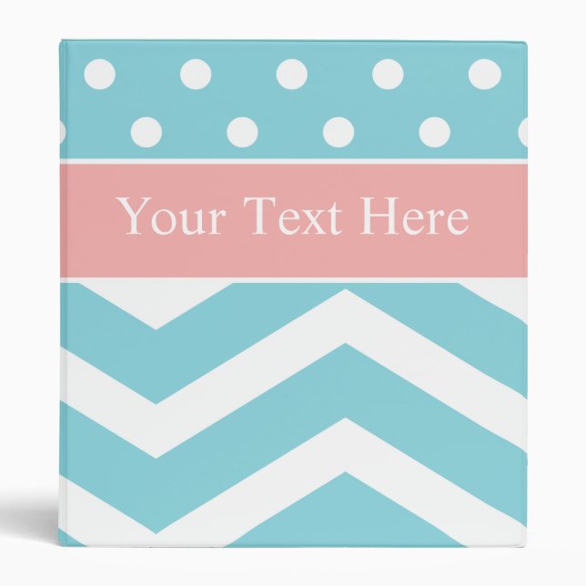 Peach Blue Pattern Custom Binder (Front)