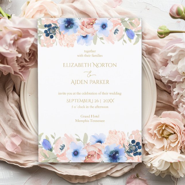 Peach Blue Wedding Collection Invitation (Creator Uploaded)