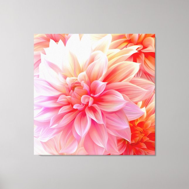 Peach Blush Dahlia Blossom Canvas Print (Front)