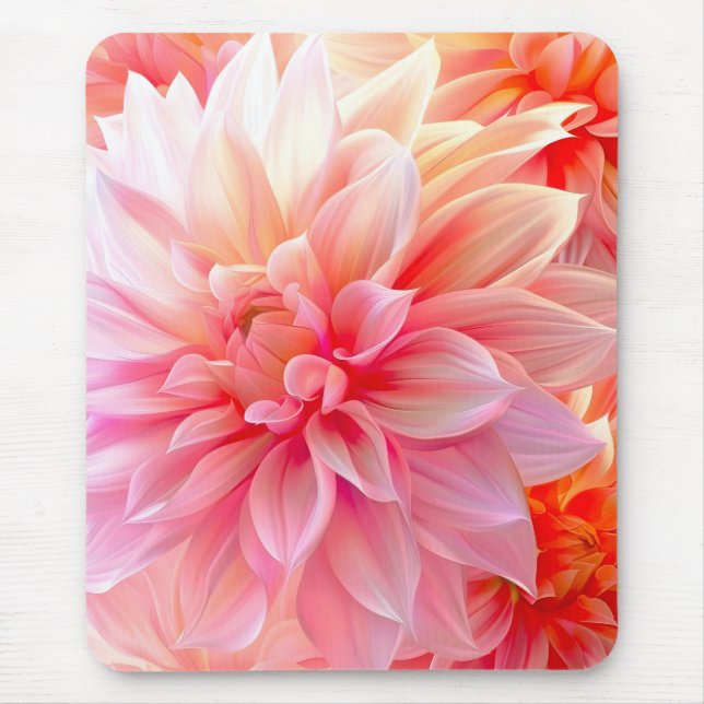 Peach Blush Dahlia Blossom Mouse Pad (Front)