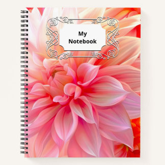 Peach Blush Dahlia Blossom Notebook