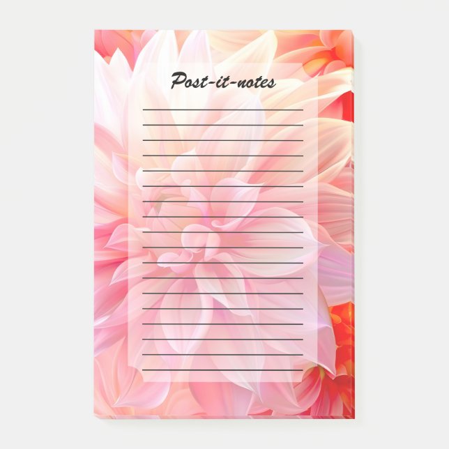 Peach Blush Dahlia Blossom Post-it Notes (Front)