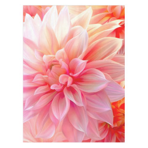 Peach Blush Dahlia Blossom Tablecloth