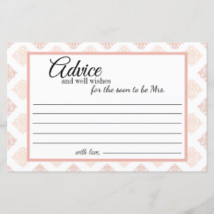 Peach Blush Damask Advice Card