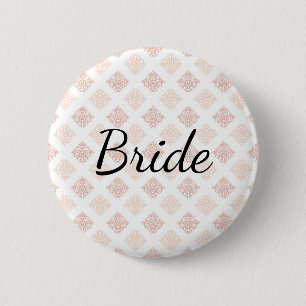 Peach Blush Damask Bride 2 Inch Round Button