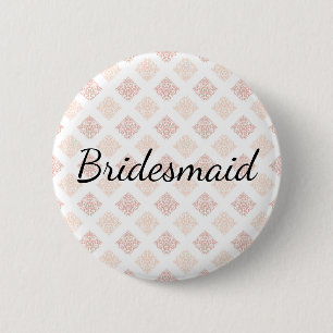 Peach Blush Damask Bridesmaid 2 Inch Round Button