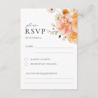 Peach & Blush Floral Wedding RSVP Card