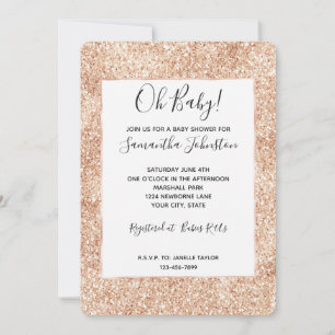 Peach Blush Gold Glitter Invitation