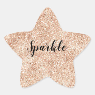 Peach Blush Gold Glitter Star Sticker