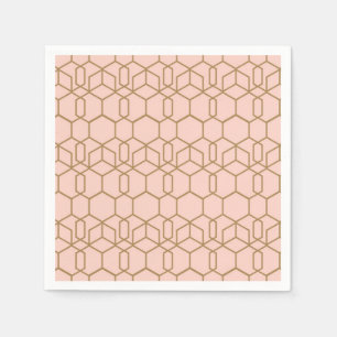 Peach Blush & Gold Modern Boho Geometric Glam Napkin