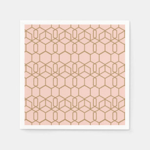 Peach Blush & Gold Modern Boho Geometric Glam Napkin