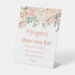 Peach Blush Ivory Baby Shower Mom-osa Bar Sign