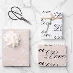 Peach Blush Love Always Wedding Wrapping Paper Sheet