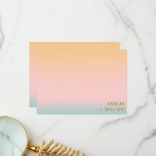 Peach Blush Mint Ombre Couple Names Wedding Thank You Card