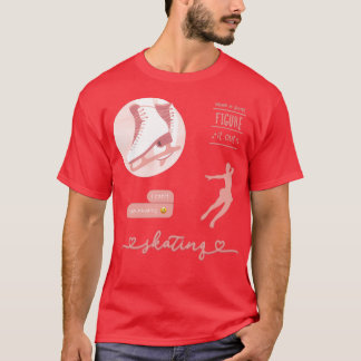 Peach Blush Pink Watercolor Ice Skater Figure Skat T-Shirt