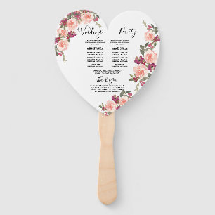 Peach Blush Pink Watercolor Roses Wedding Ceremony Hand Fan