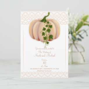 Peach Blush Pumpkin Storybook Fall Wedding Invitation