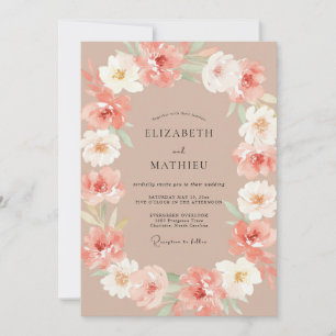 Peach Blush Romantic Floral Wedding Invitation