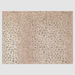 Peach Blush Rose Gold Glitter Leopard Print Tissue Paper