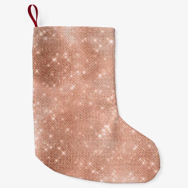 Peach Blush Sparkle Small Christmas Stocking (Front)