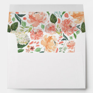 Peach Blush Watercolor Floral Envelope