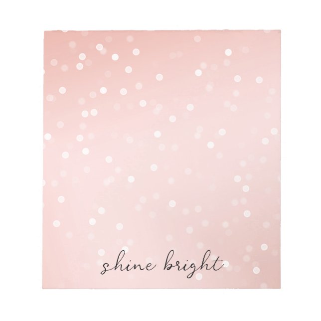 Peach Blush White Bokeh Confetti Notepad (Front)