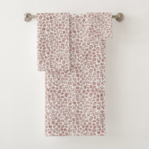 Peach Blush White Leopard Print Glitter Bath Towel Set
