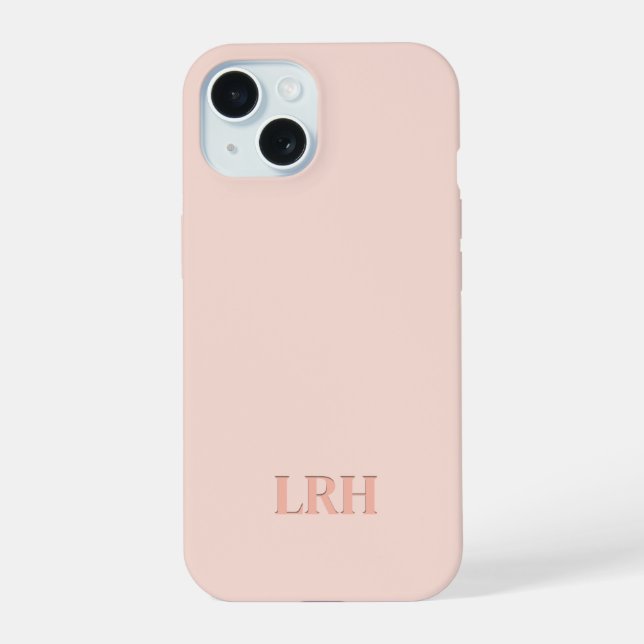 Peach Boho Double Layer Simple Initial Monogram  iPhone 15 Case (Back)