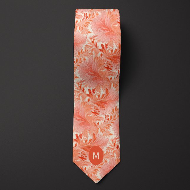 Peach Botanical Monogram Tie (Creator Uploaded)